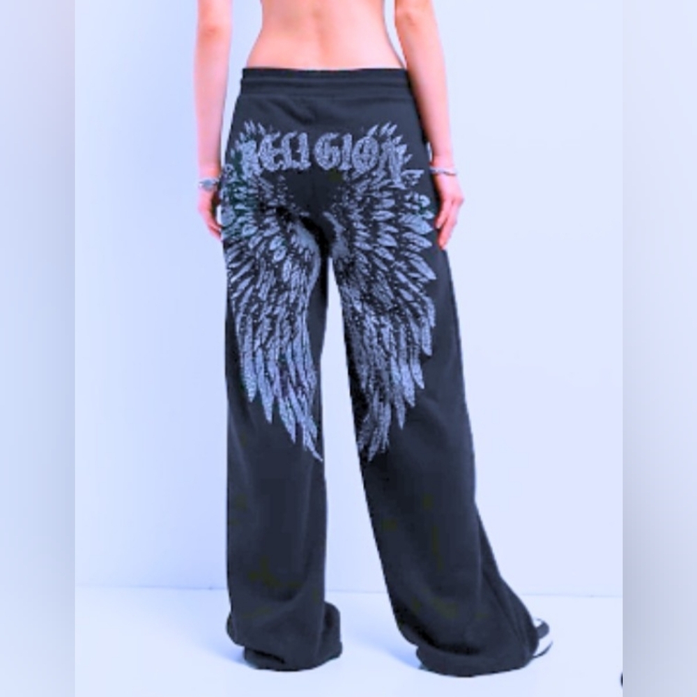 True Religion Rhinestone Crystal Navy Blue Sweatpants